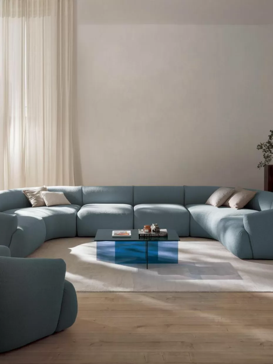 Sofas | Sofaserien-Westwing Collection Modulare XL Bouclé-Wohnlandschaft Sofia Bouclé Blau