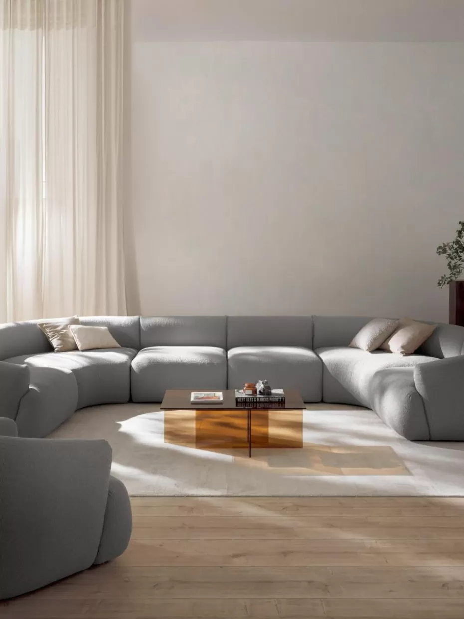 Sofas | Sofaserien-Westwing Collection Modulare XL Bouclé-Wohnlandschaft Sofia Bouclé Hellgrau