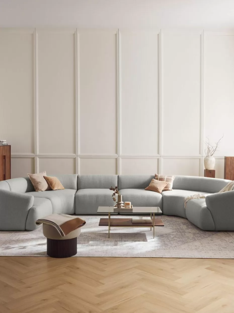 Sofas | Sofaserien-Westwing Collection Modulare XL Wohnlandschaft Sofia Webstoff Grau
