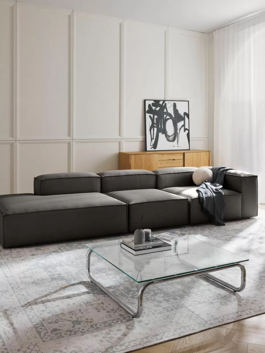 Sofas | Sofaserien-Westwing Collection Modulare XL-Ottomane Lennon Webstoff Anthrazit