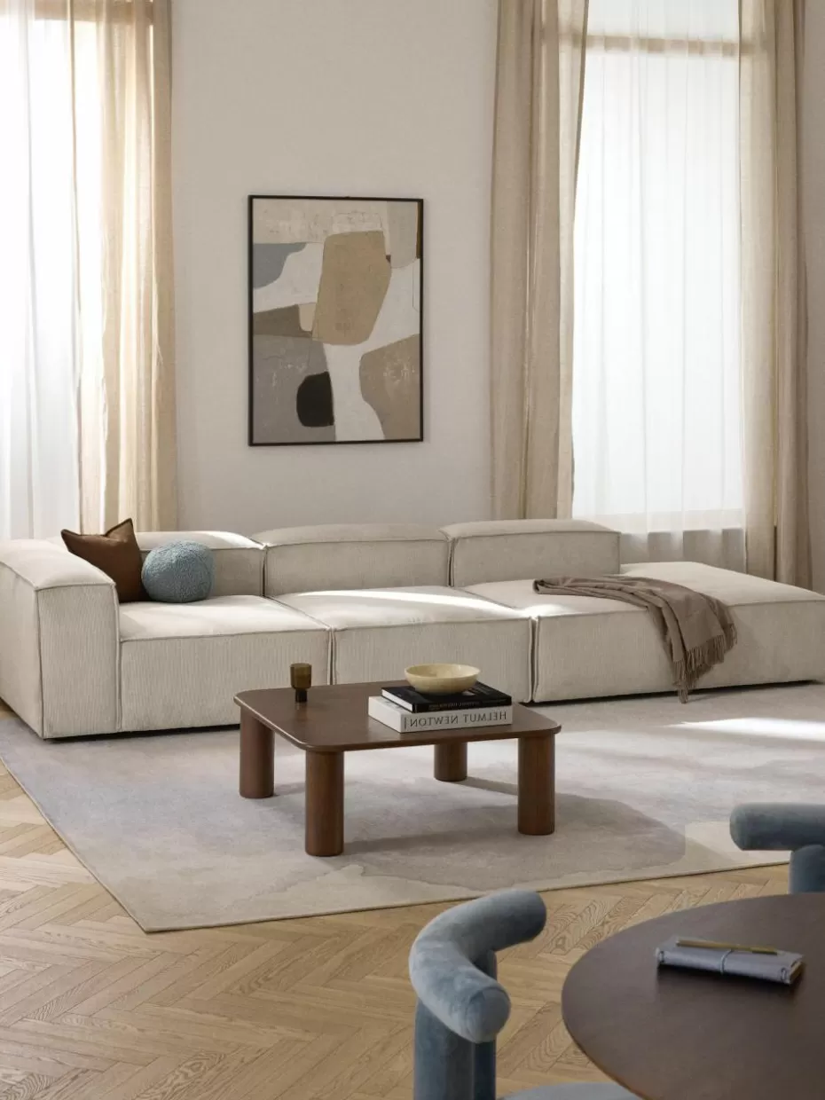 Sofas | Sofaserien-Westwing Collection Modulare XL-Ottomane Lennon aus Cord Cord Hellbeige