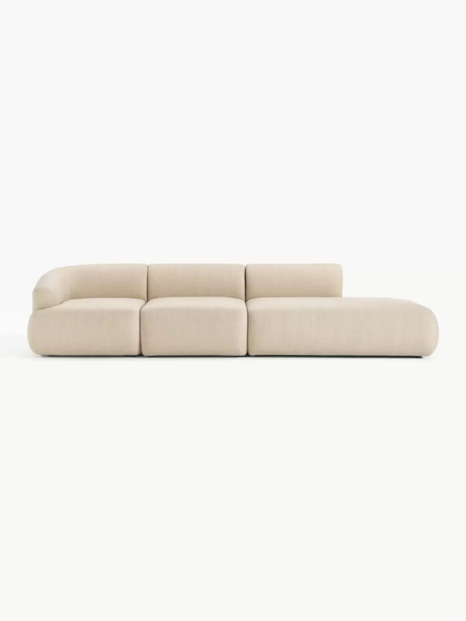 Sofas | Sofaserien-Westwing Collection Modulare XL-Ottomane Sofia Webstoff Hellbeige