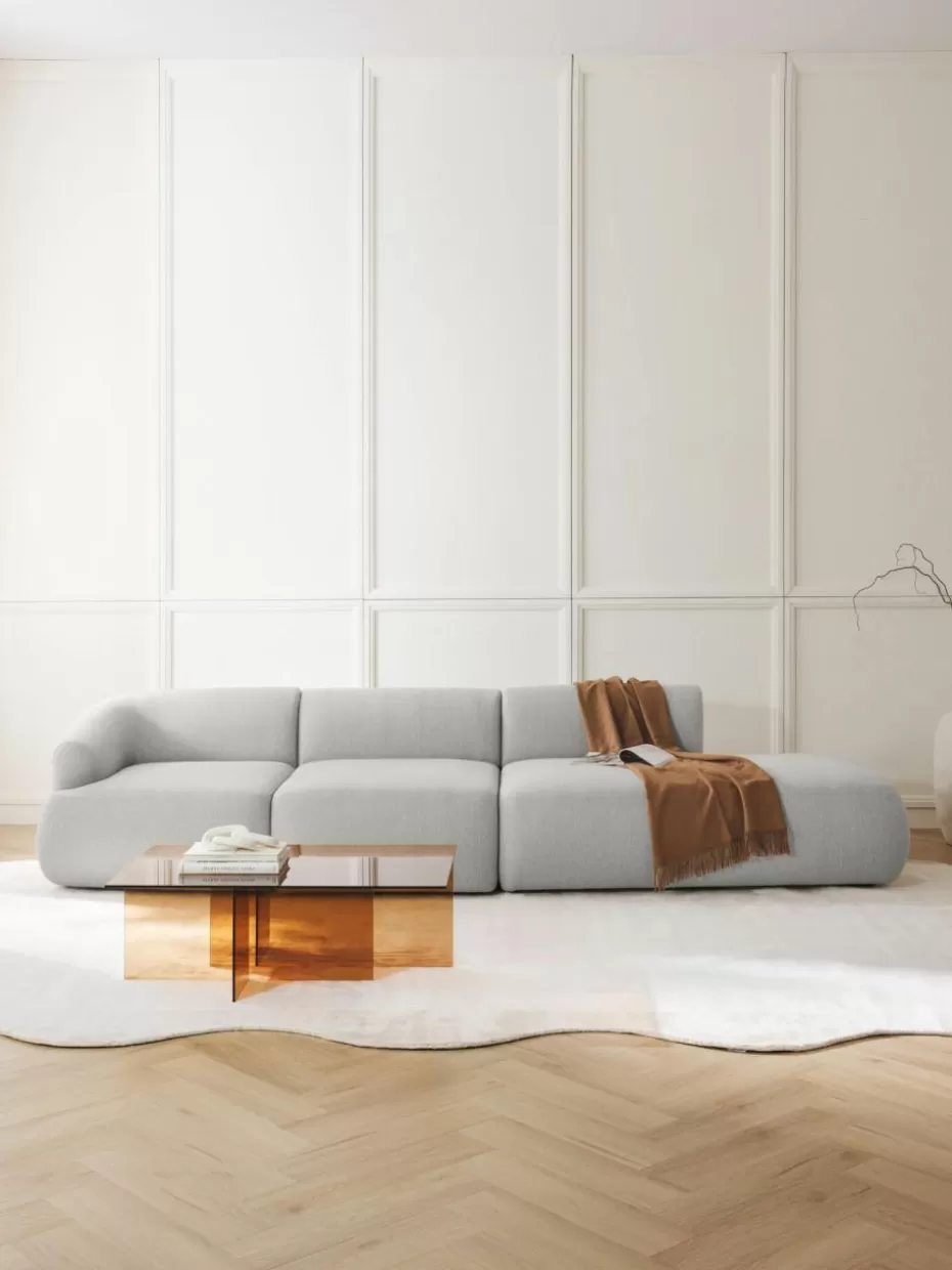 Sofas | Sofaserien-Westwing Collection Modulare XL-Ottomane Sofia Webstoff Grau