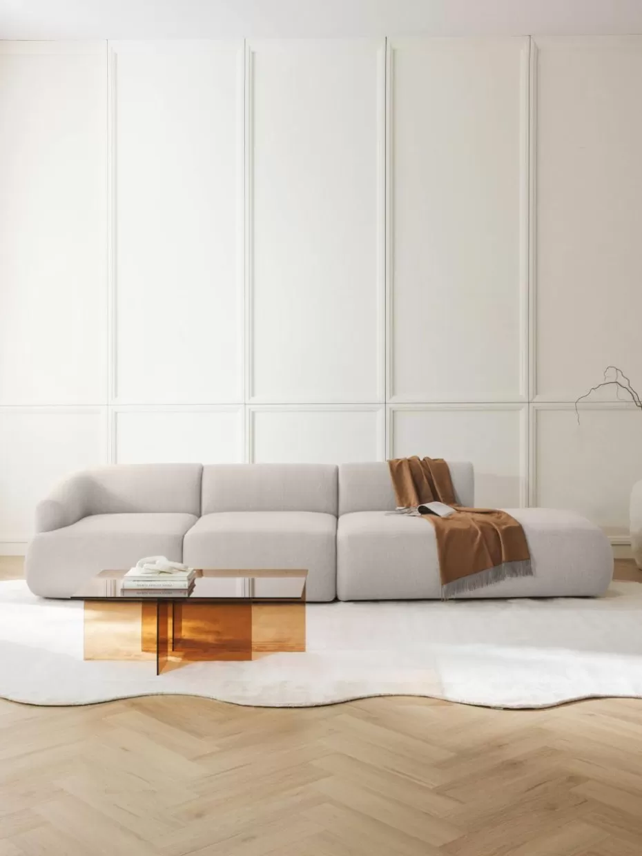 Sofas | Sofaserien-Westwing Collection Modulare XL-Ottomane Sofia Webstoff Cremeweiß