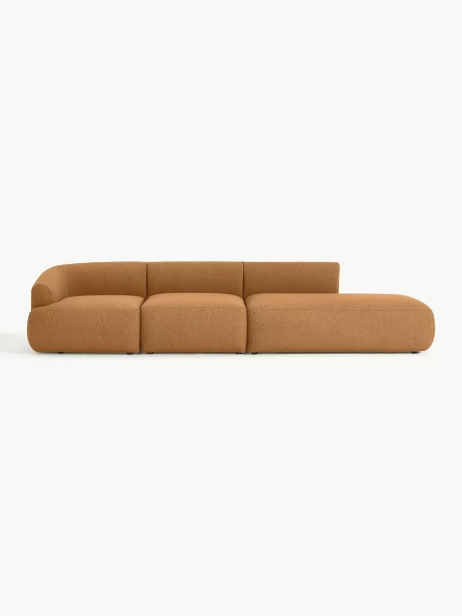 Sofas | Sofaserien-Westwing Collection Modulare XL-Ottomane Sofia aus Bouclé Bouclé Hellbraun