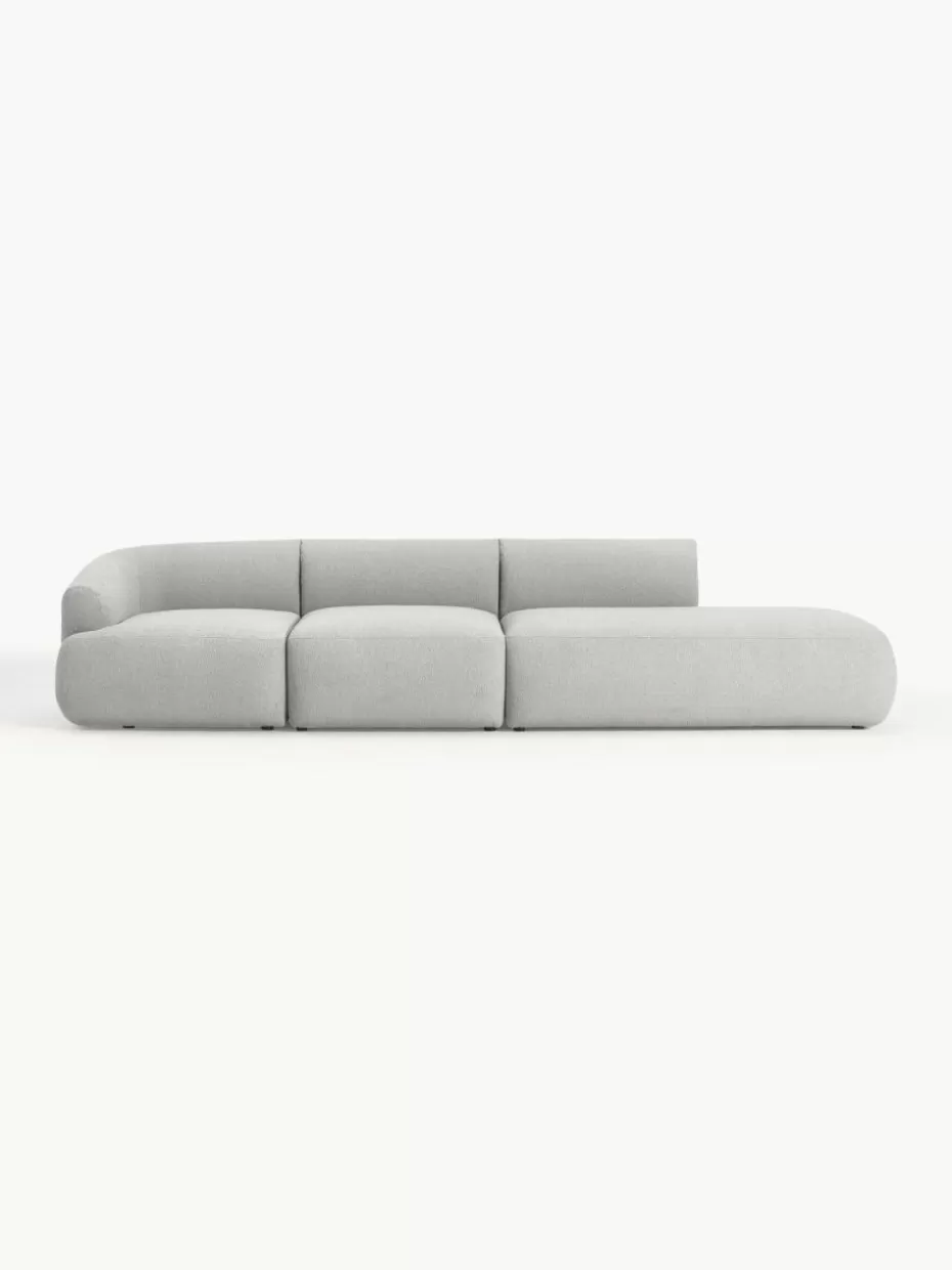 Sofas | Sofaserien-Westwing Collection Modulare XL-Ottomane Sofia aus Bouclé Bouclé Hellgrau