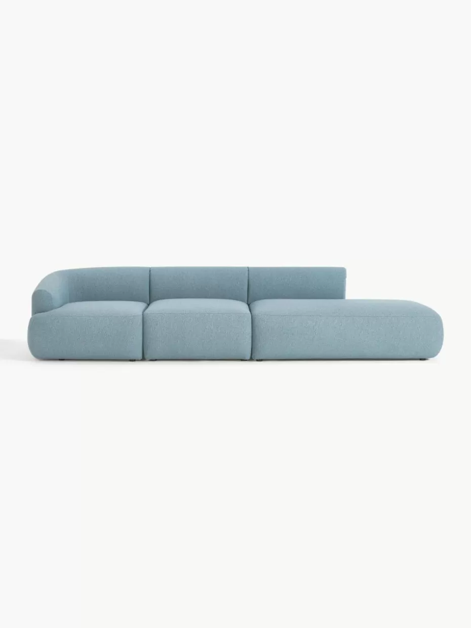 Sofas | Sofaserien-Westwing Collection Modulare XL-Ottomane Sofia aus Bouclé Bouclé Blau