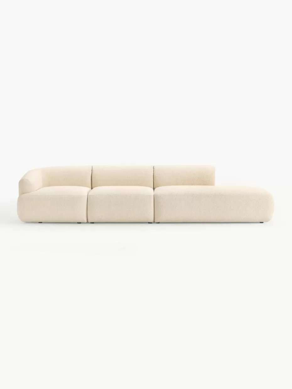 Sofas | Sofaserien-Westwing Collection Modulare XL-Ottomane Sofia aus Bouclé Bouclé Hellbeige