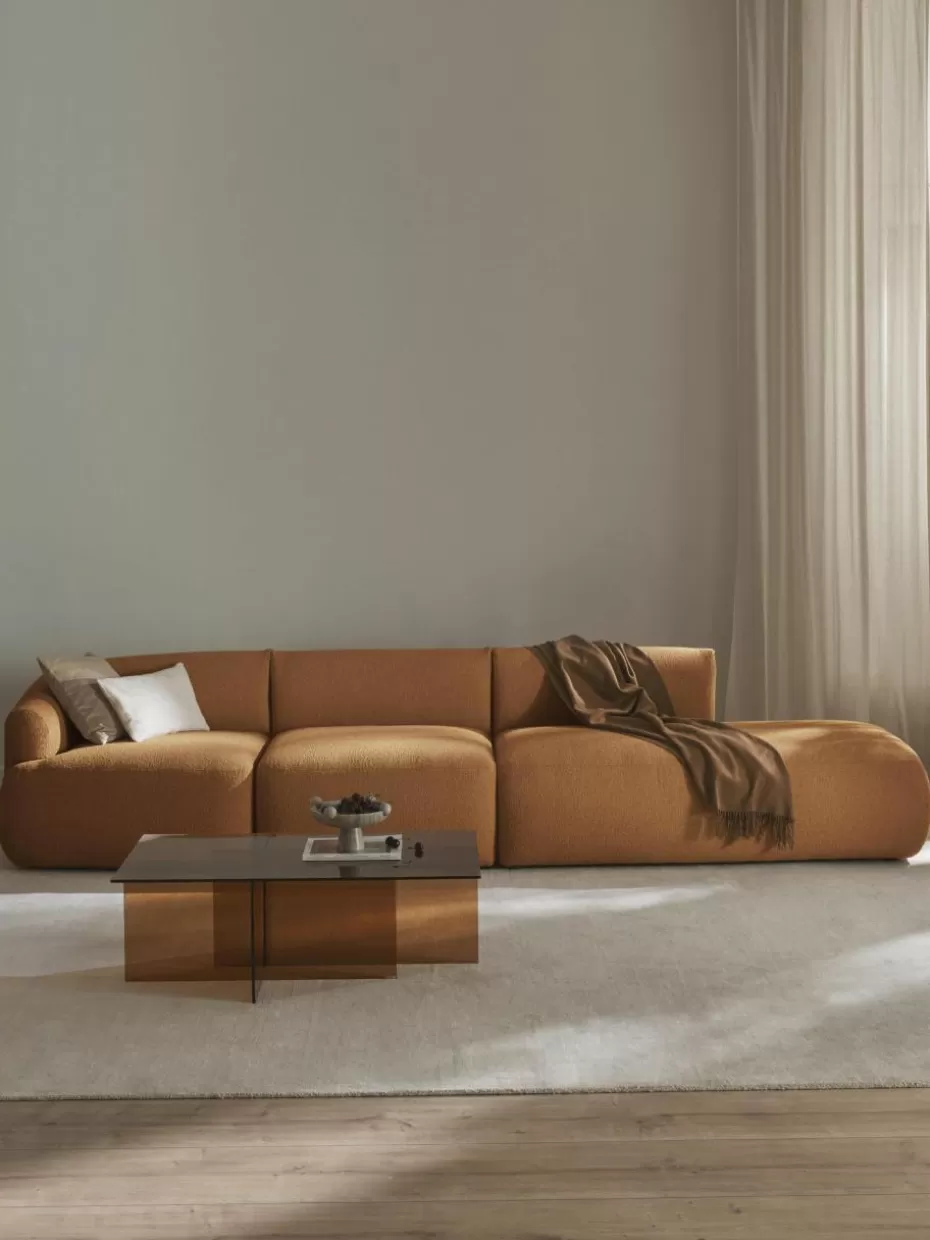Sofas | Sofaserien-Westwing Collection Modulare XL-Ottomane Sofia aus Bouclé Bouclé Hellbraun