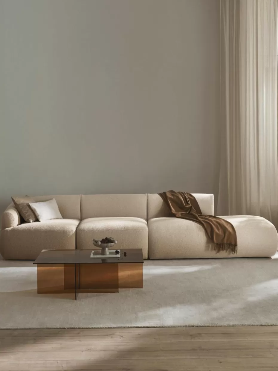 Sofas | Sofaserien-Westwing Collection Modulare XL-Ottomane Sofia aus Bouclé Bouclé Hellbeige