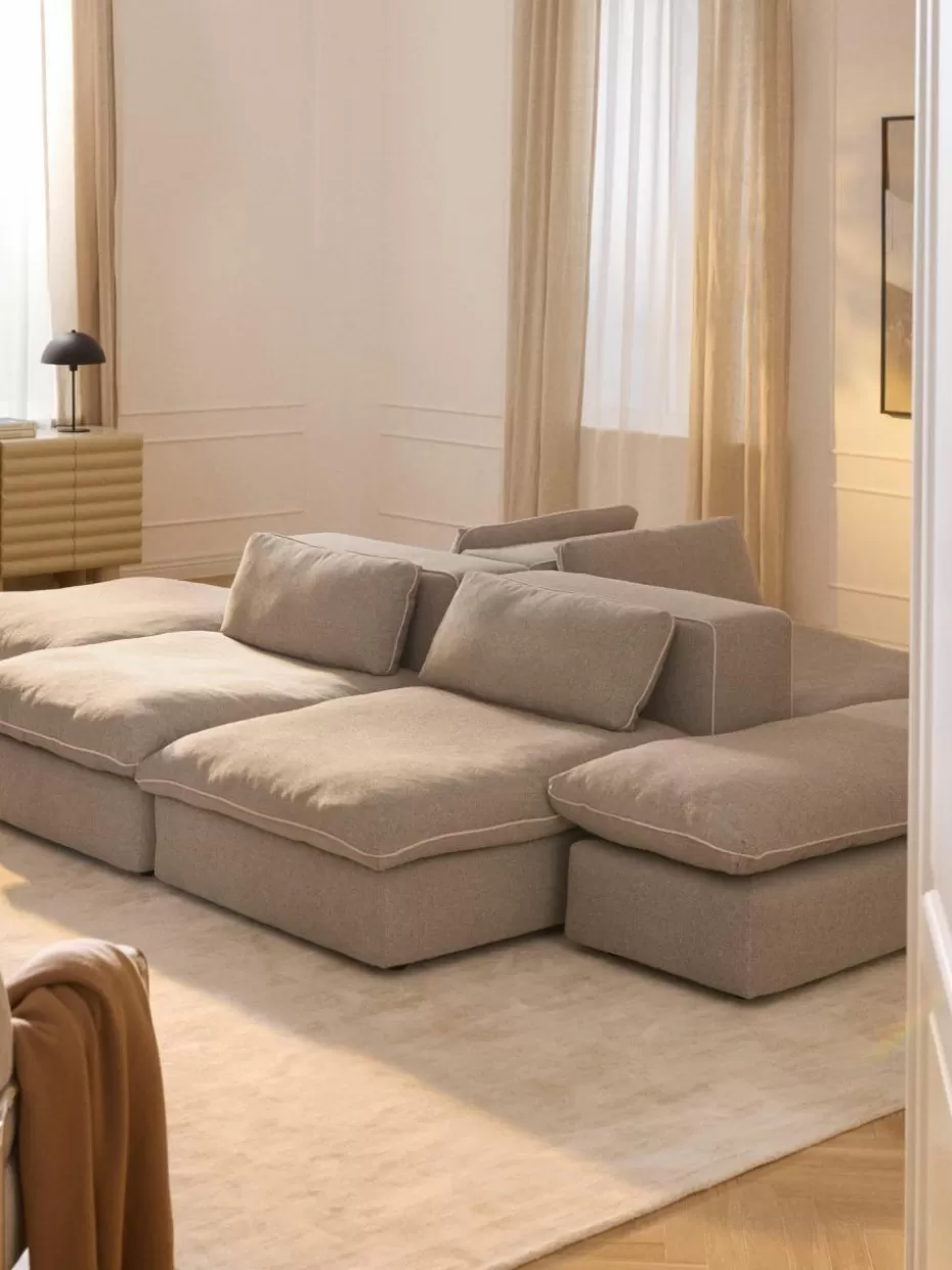 Sofas | Sofaserien-Westwing Collection Modulare XL-Wohnlandschaft Felix Webstoff Beige
