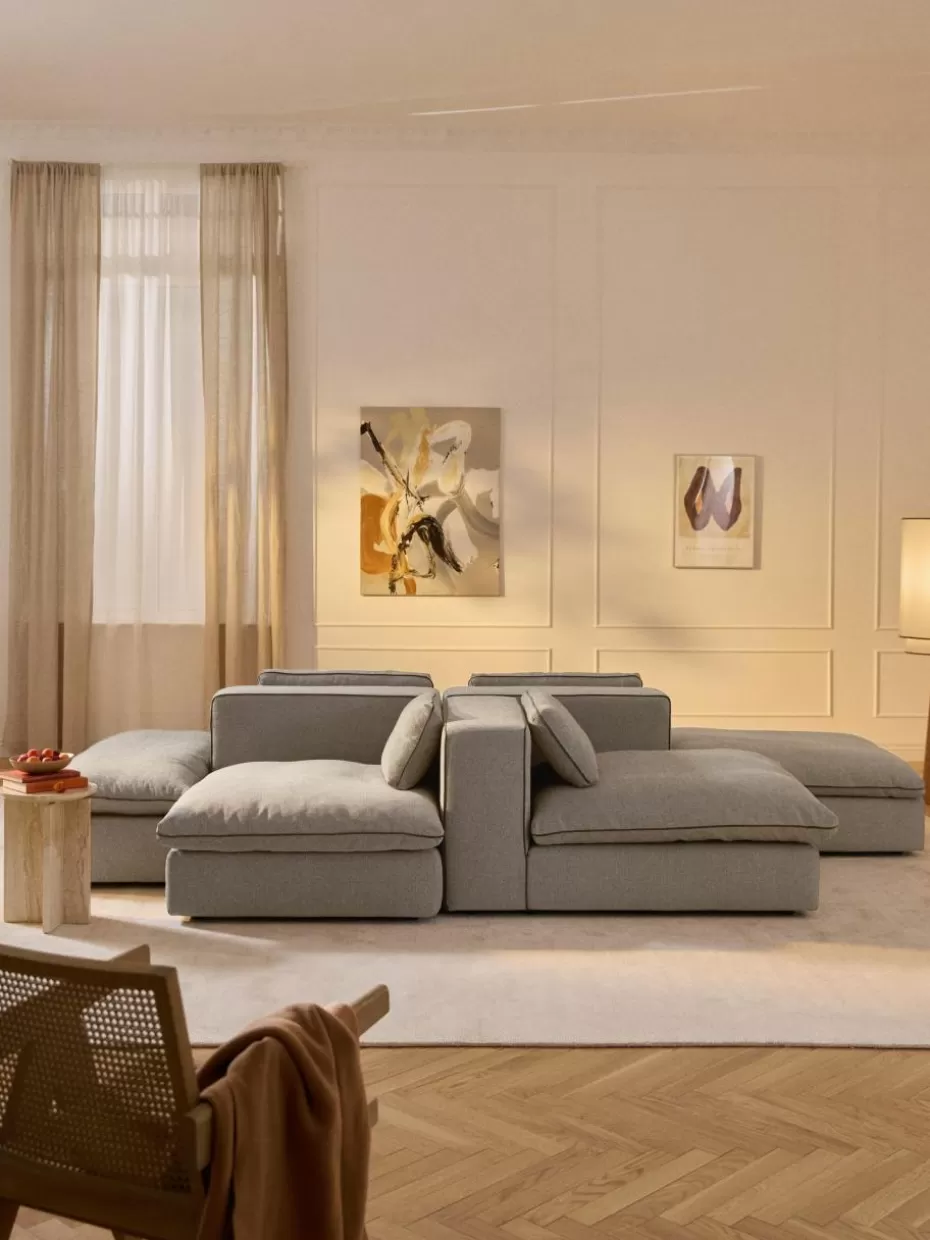 Sofas | Sofaserien-Westwing Collection Modulare XL-Wohnlandschaft Felix Webstoff Greige