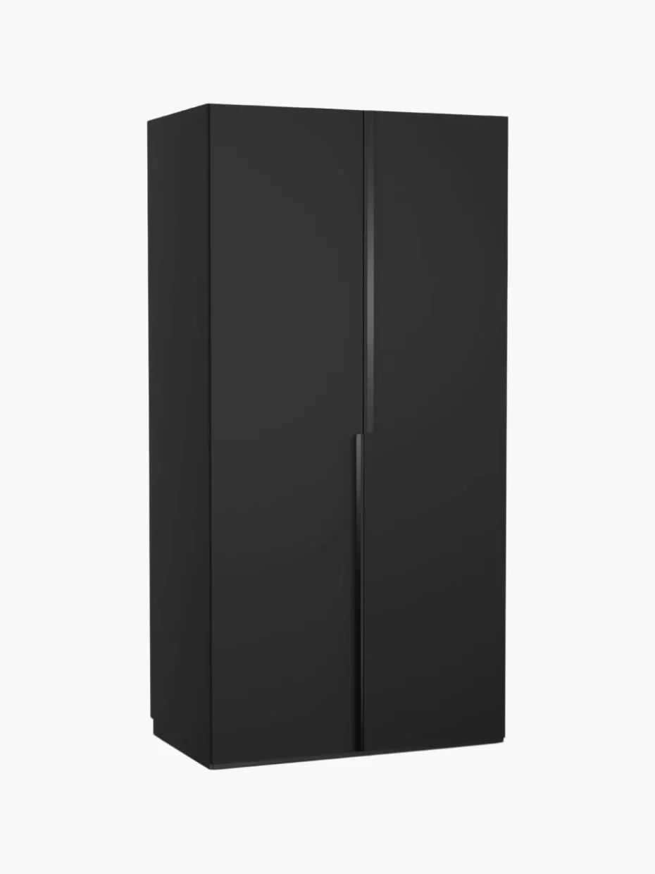 Kleiderschränke-Westwing Collection Modularer Drehtürenschrank Leon, 100 cm Breite, mehrere Varianten Schwarz