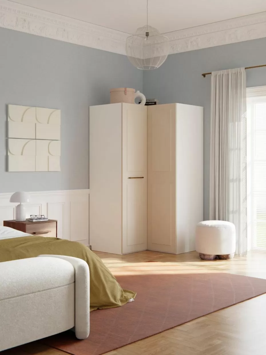 Kleiderschränke-Westwing Collection Modularer Eck-Kleiderschrank Charlotte, 115 cm Breite Beige