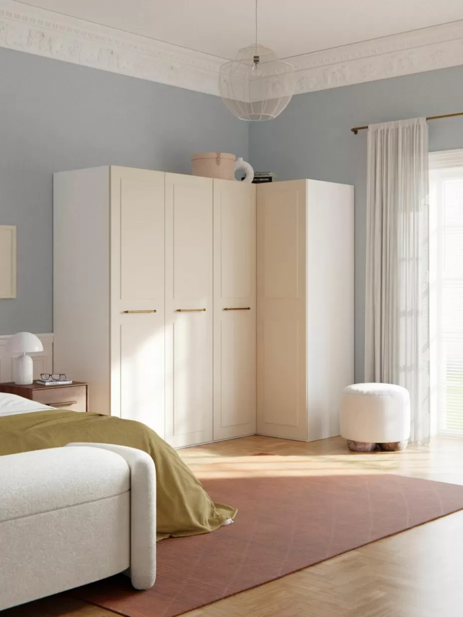 Kleiderschränke-Westwing Collection Modularer Eck-Kleiderschrank Charlotte, 215 cm Breite, mehrere Varianten Beige