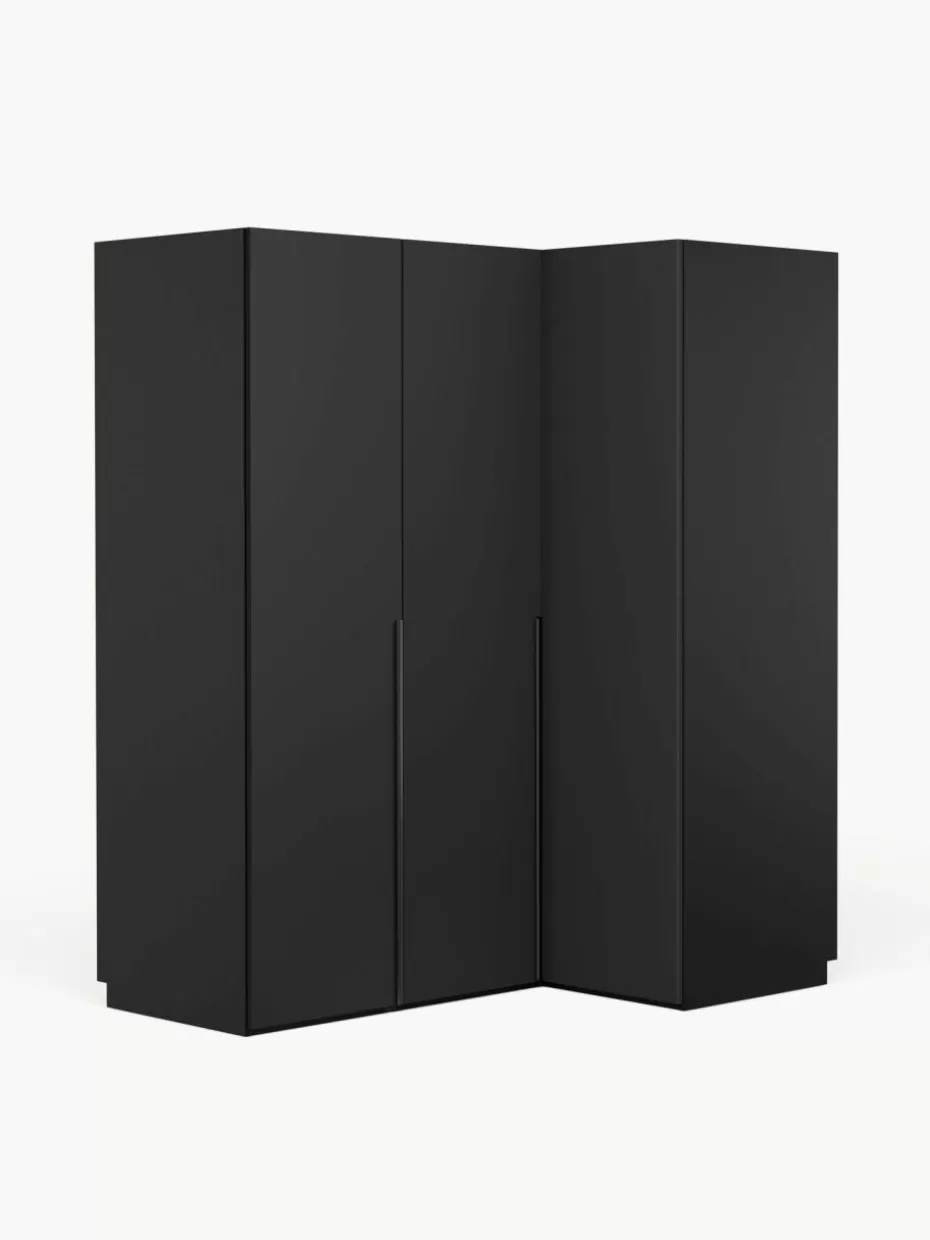 Kleiderschränke-Westwing Collection Modularer Eck-Kleiderschrank Leon, 165 cm Breite, mehrere Varianten Schwarz