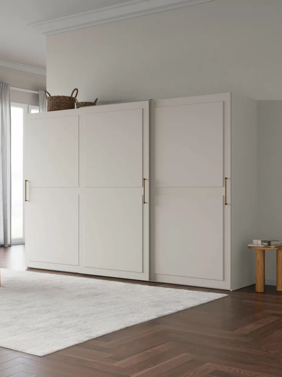 Kleiderschränke-Westwing Collection Modularer Schwebetürenschrank Charlotte, 300 cm Breite, mehrere Varianten Beige