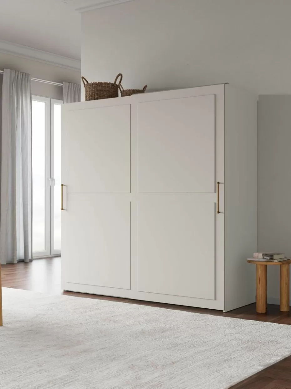 Kleiderschränke-Westwing Collection Modularer Schwebetürenschrank Charlotte, 200 cm Breite, mehrere Varianten Beige