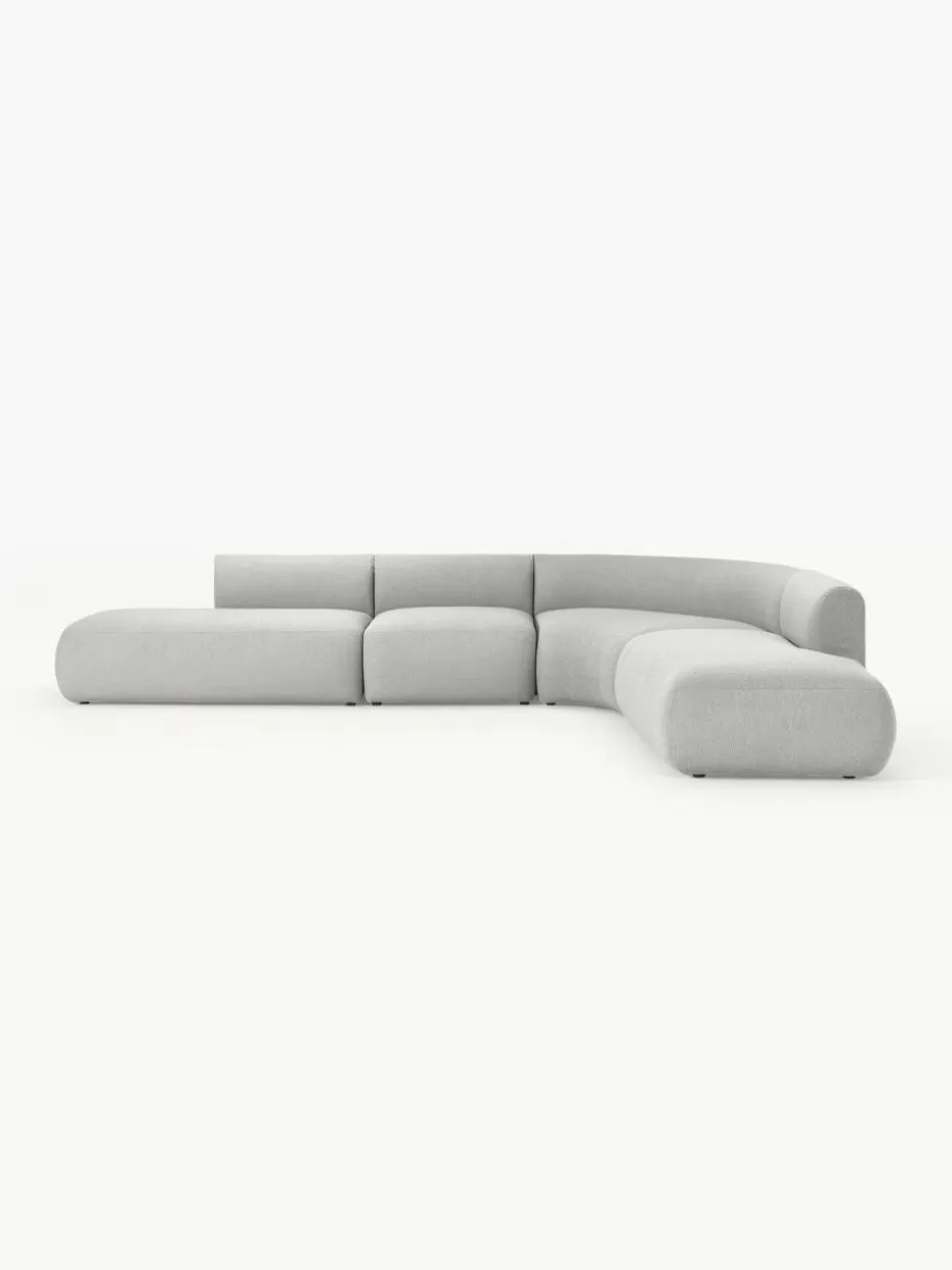 Sofas | Sofaserien-Westwing Collection Modulares Bouclé-Ecksofa Sofia (4-Sitzer) Bouclé Hellgrau