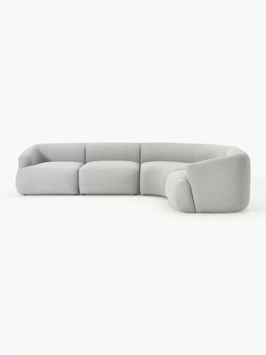 Sofas | Sofaserien-Westwing Collection Modulares Bouclé-Ecksofa Sofia (4-Sitzer) Bouclé Hellgrau