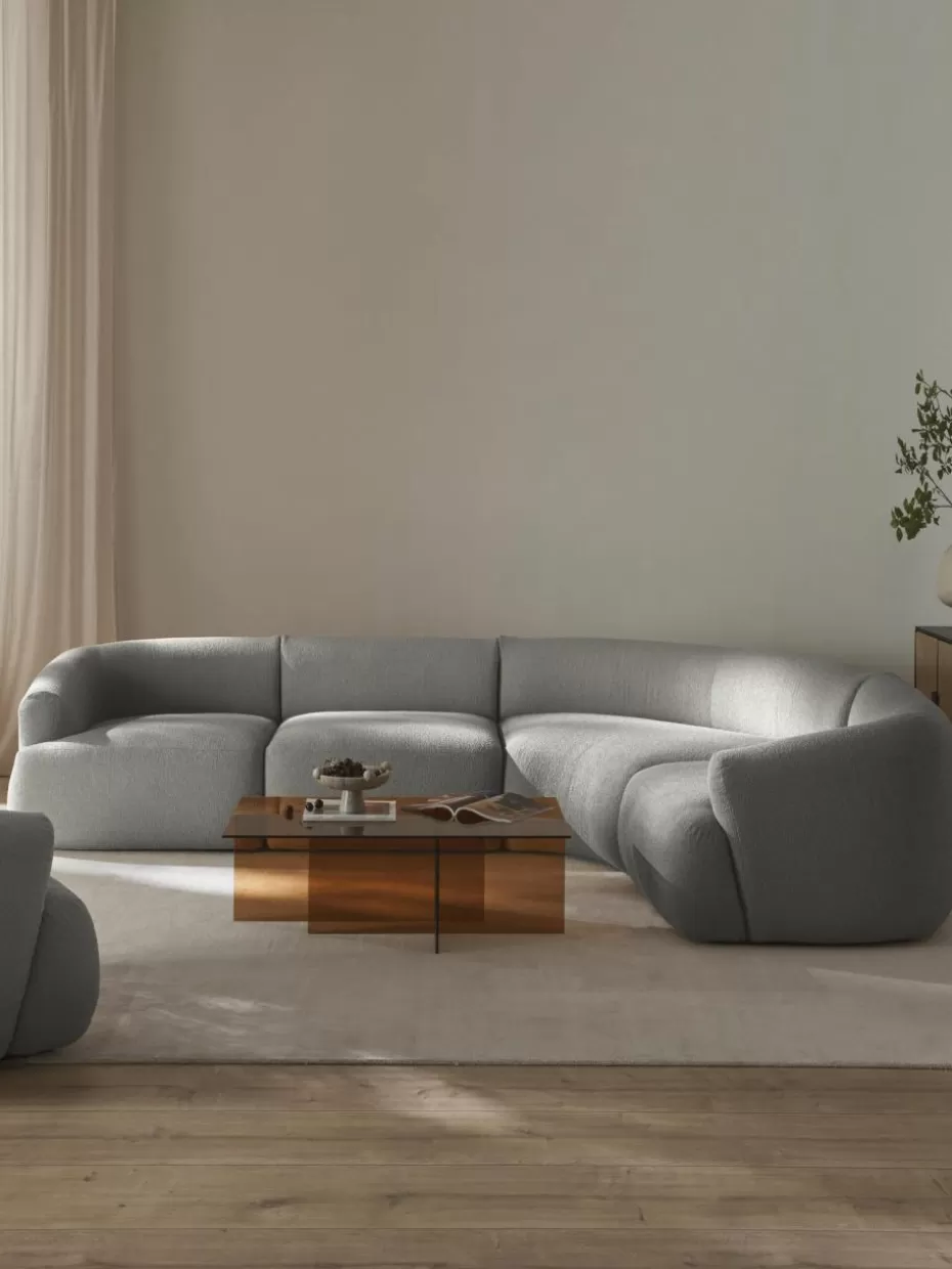 Sofas | Sofaserien-Westwing Collection Modulares Bouclé-Ecksofa Sofia (4-Sitzer) Bouclé Hellgrau