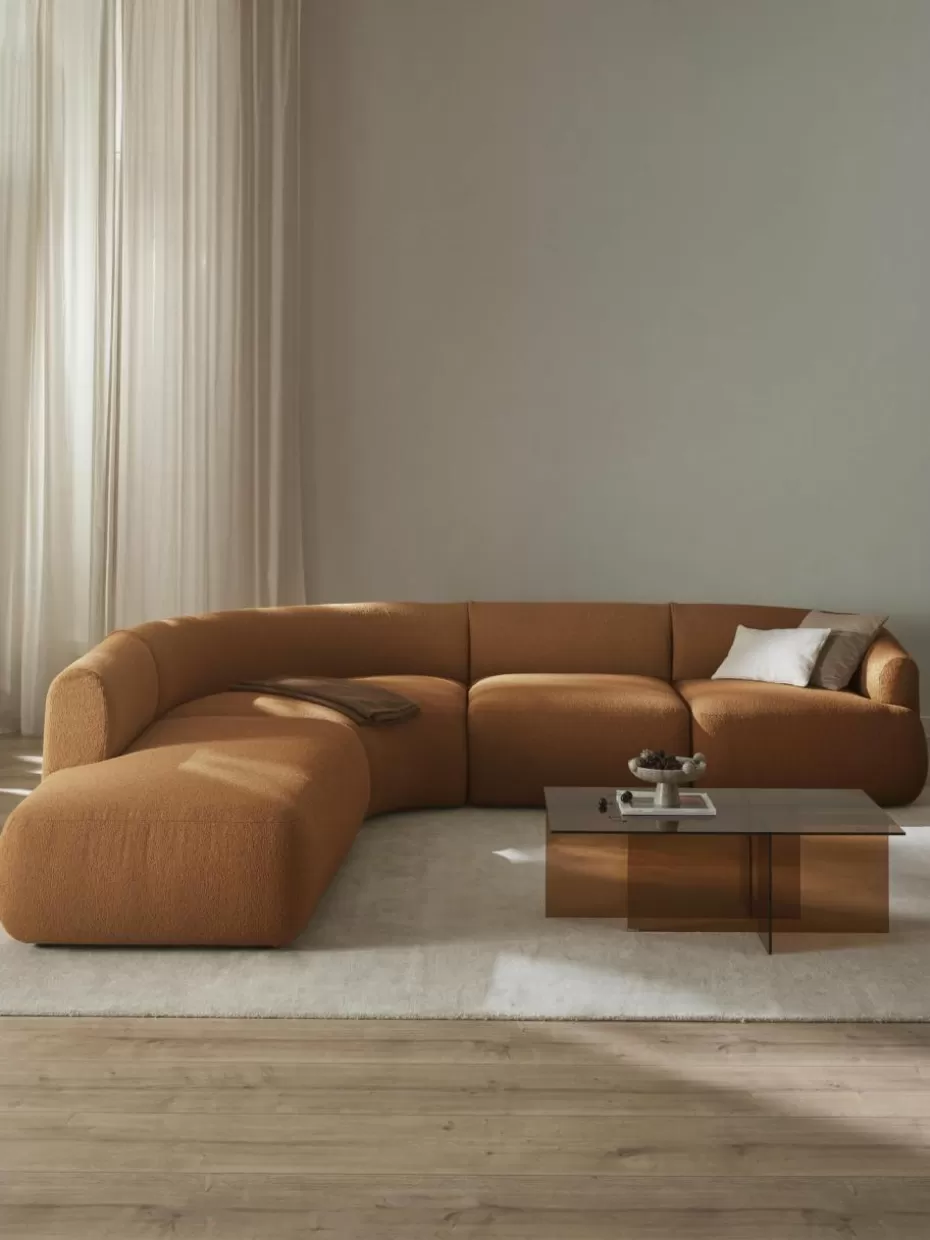 Sofas | Sofaserien-Westwing Collection Modulares Bouclé-Ecksofa Sofia (4-Sitzer) Bouclé Hellbraun