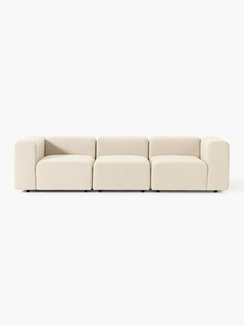 Sofaserien-Westwing Collection Modulares Bouclé-Sofa Lena (4-Sitzer) Bouclé Hellbeige
