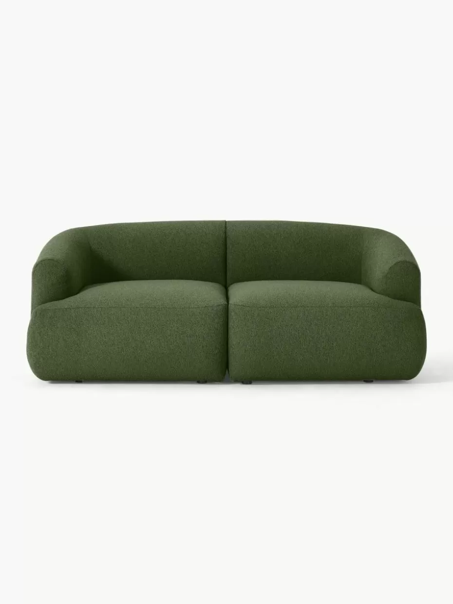 Sofas | Sofaserien-Westwing Collection Modulares Bouclé-Sofa Sofia (2-Sitzer) Bouclé Dunkelgrün