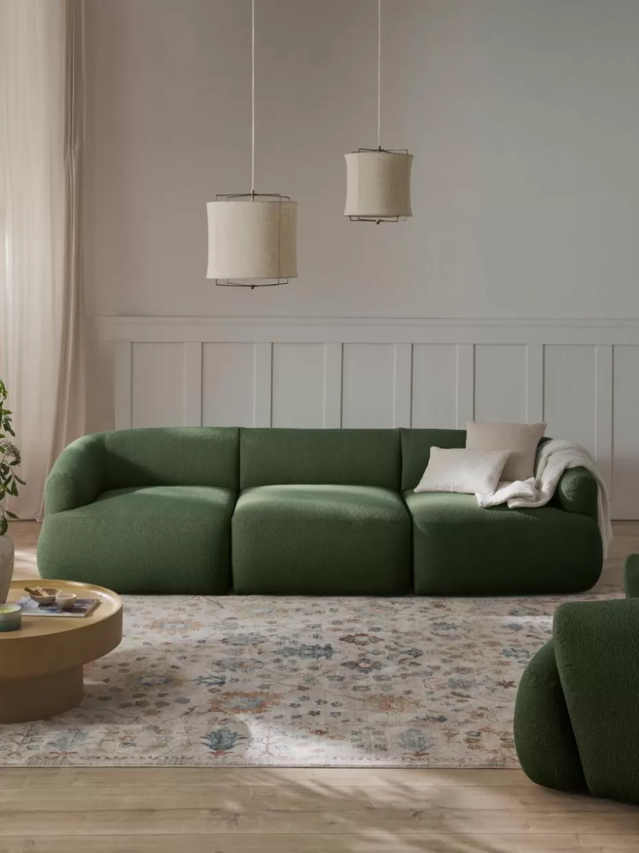 Sofas | Sofaserien-Westwing Collection Modulares Bouclé-Sofa Sofia (3-Sitzer) Bouclé Dunkelgrün