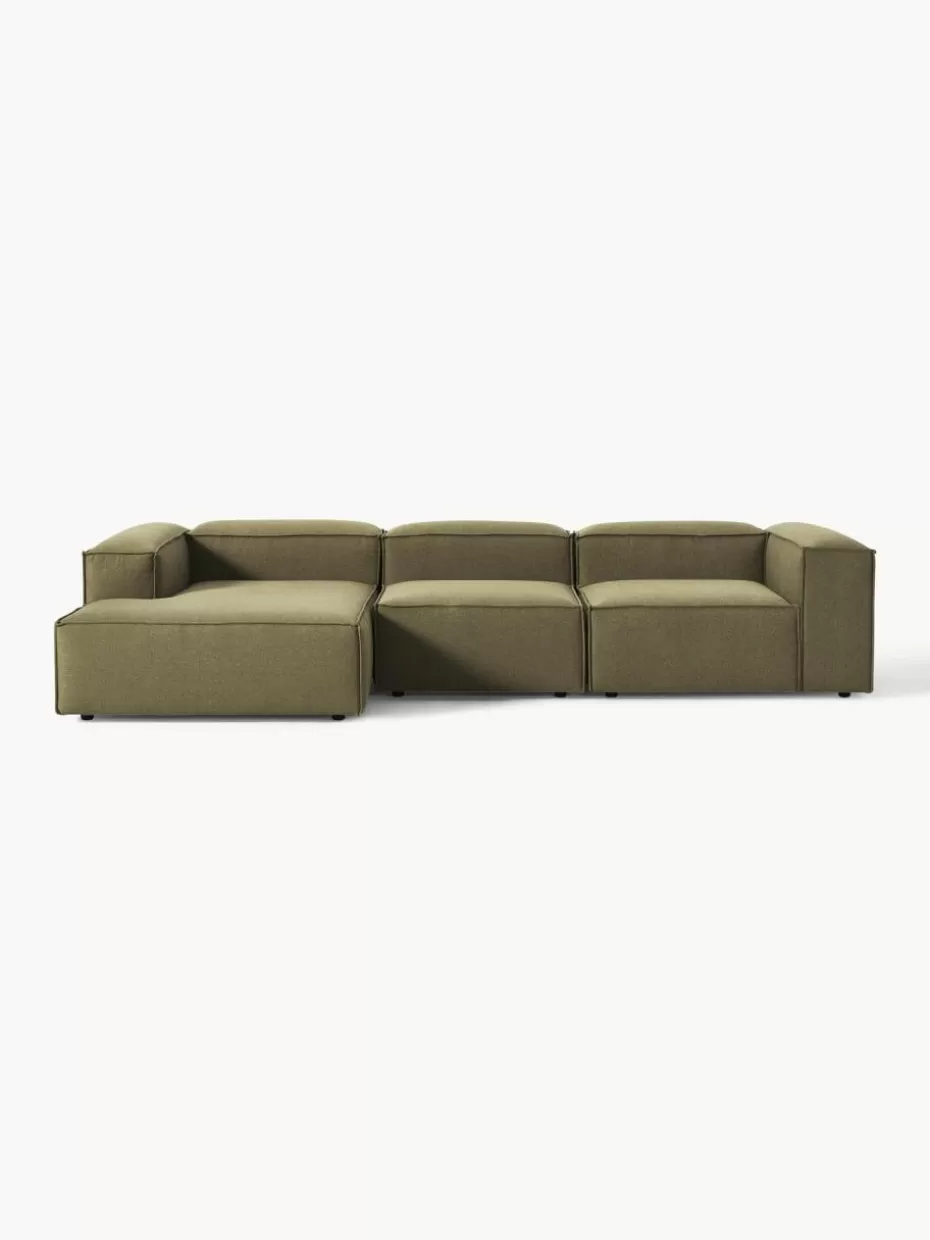 Sofas | Sofaserien-Westwing Collection Modulares Ecksofa Lennon Webstoff Olivgrün