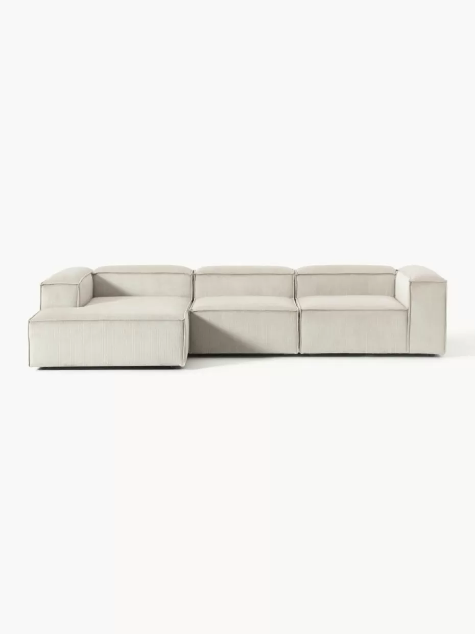 Sofas | Sofaserien-Westwing Collection Modulares Ecksofa Lennon aus Cord Cord Hellbeige