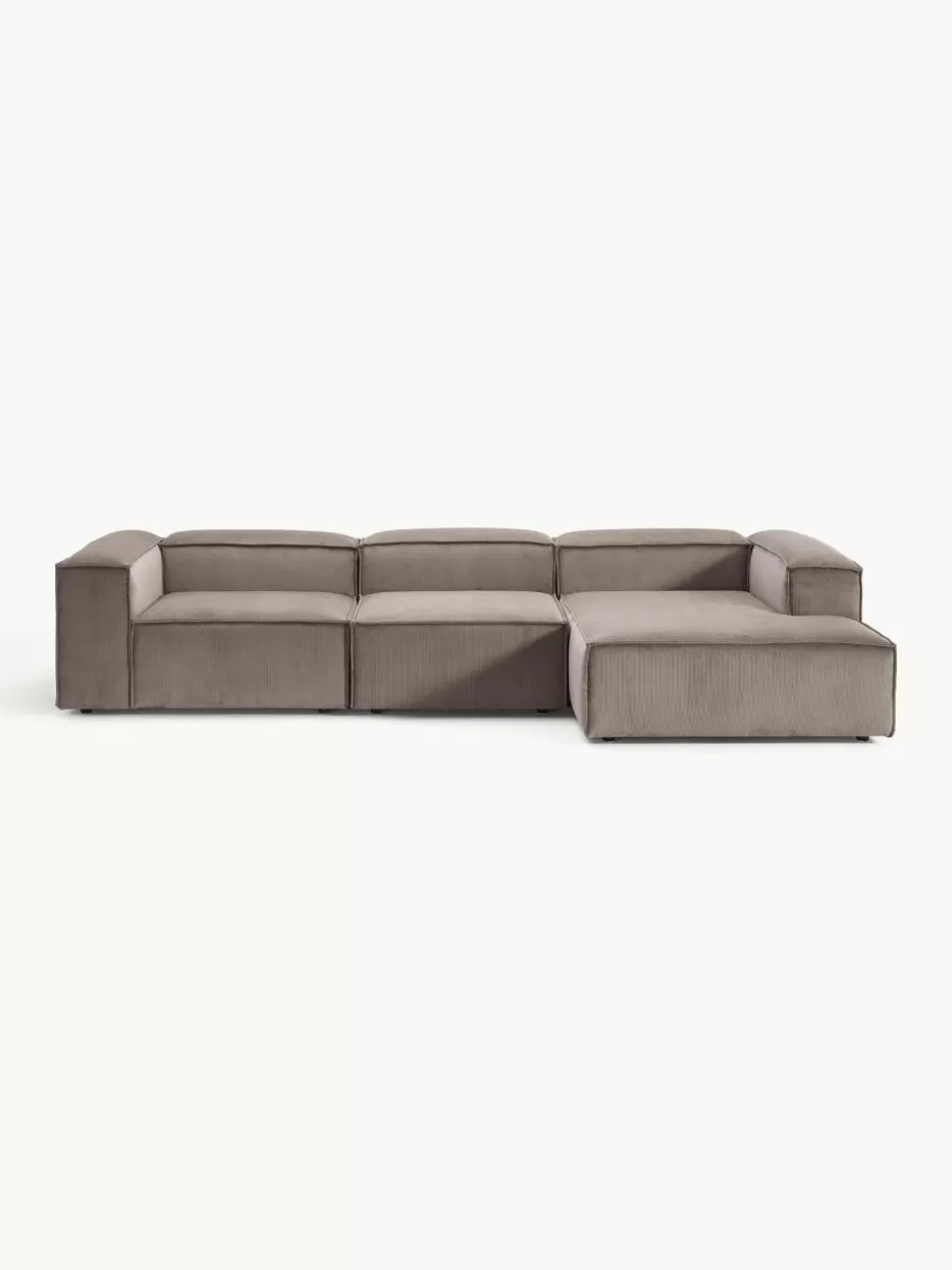 Sofas | Sofaserien-Westwing Collection Modulares Ecksofa Lennon aus Cord Cord Taupe