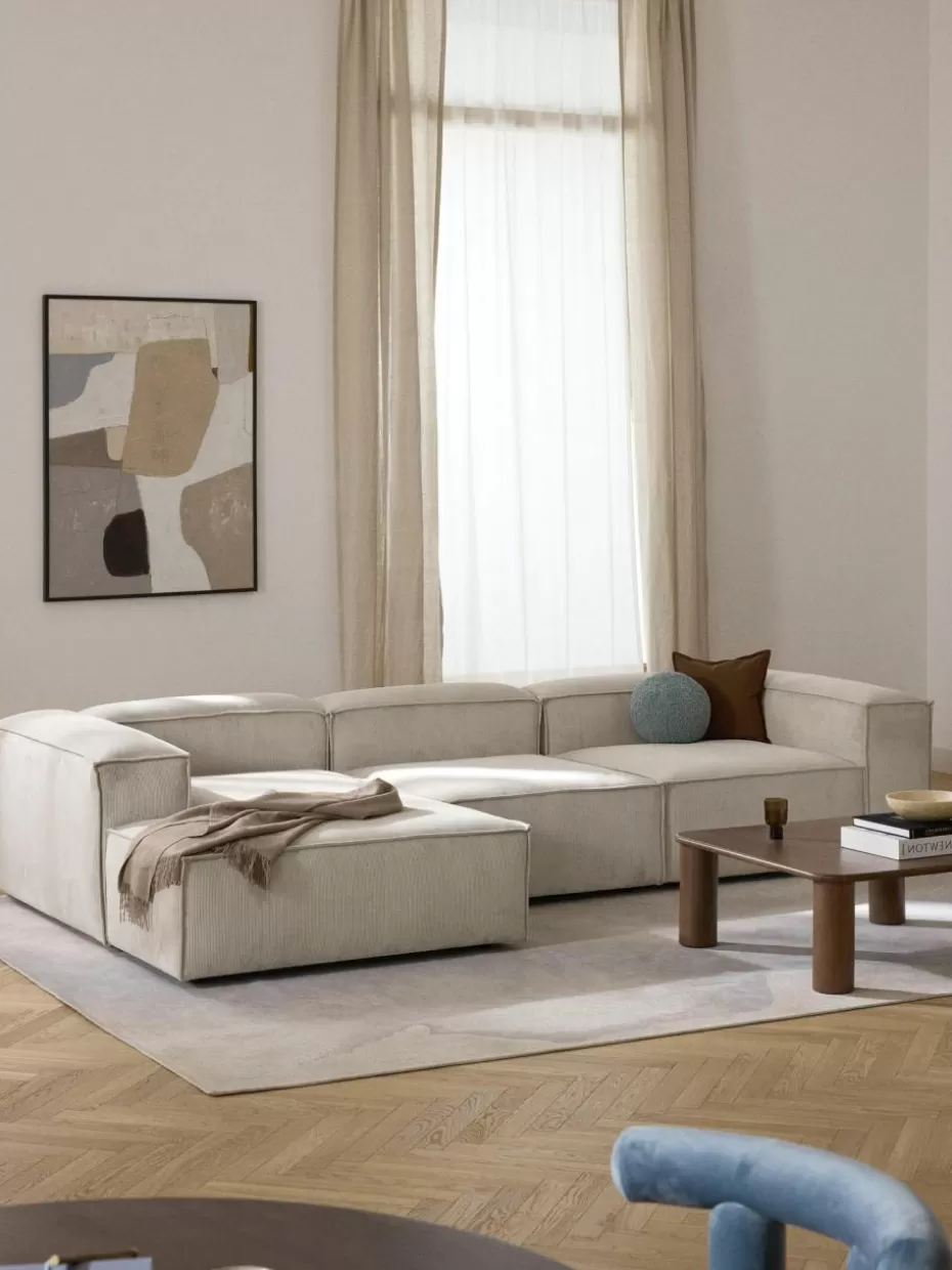 Sofas | Sofaserien-Westwing Collection Modulares Ecksofa Lennon aus Cord Cord Hellbeige