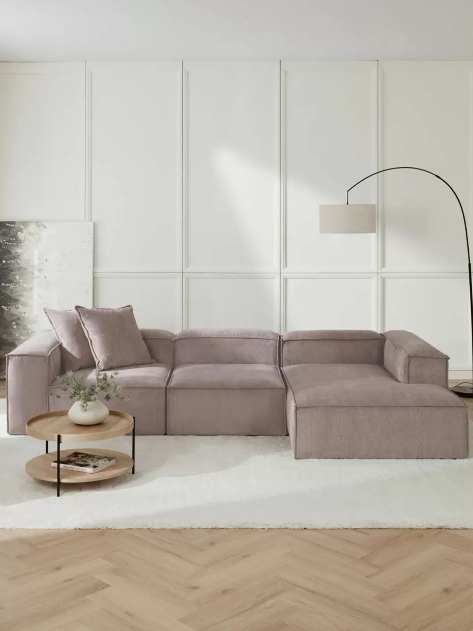 Sofas | Sofaserien-Westwing Collection Modulares Ecksofa Lennon aus Cord Cord Taupe