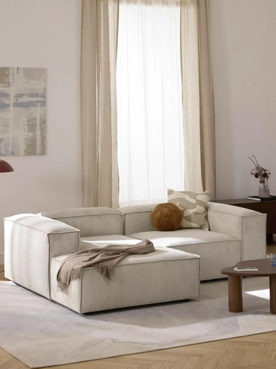 Sofas | Sofaserien-Westwing Collection Modulares Ecksofa Lennon aus Cord Cord Hellbeige