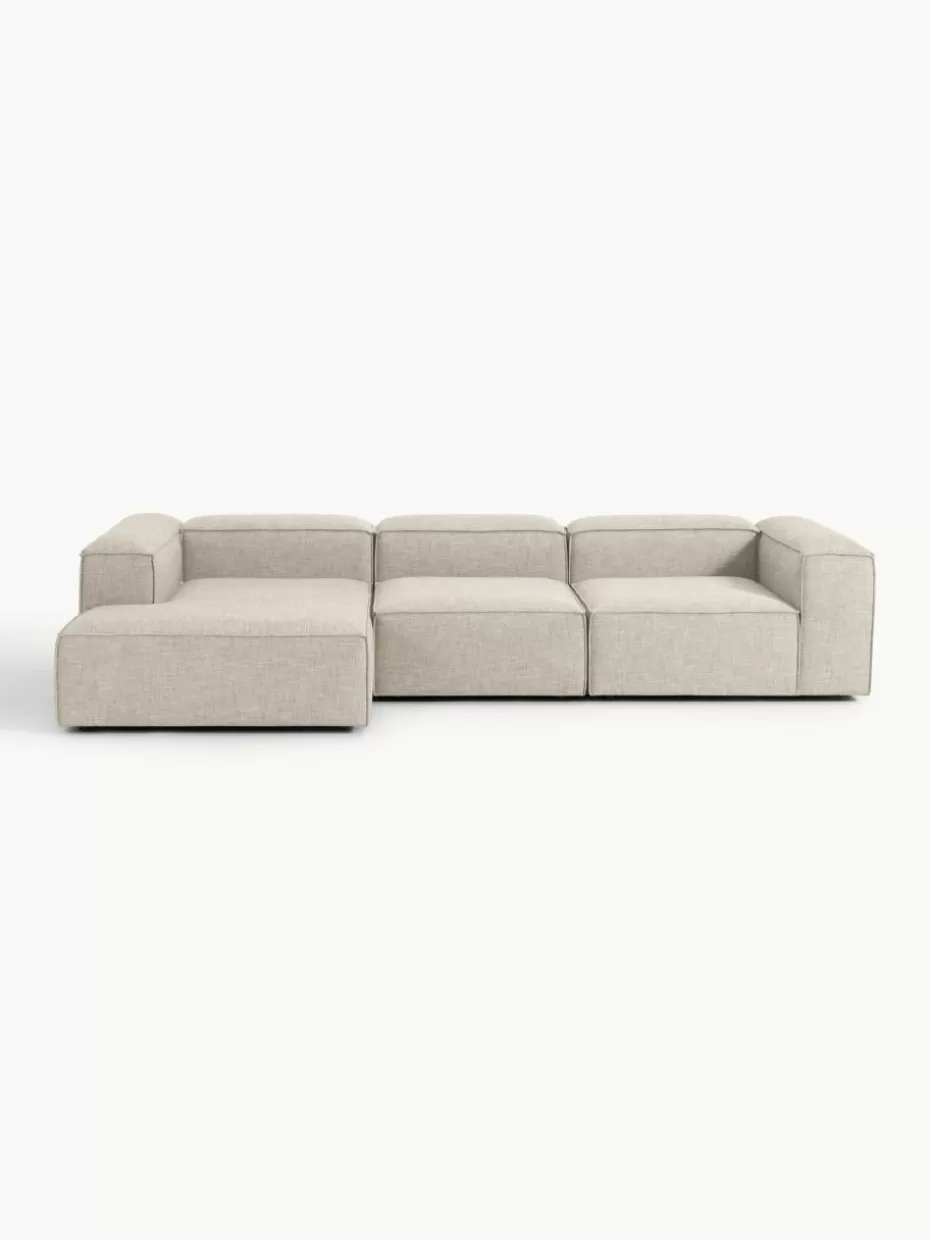 Sofaserien-Westwing Collection Modulares Ecksofa Lennon aus Leinen-Mix Leinen-Mix Grau