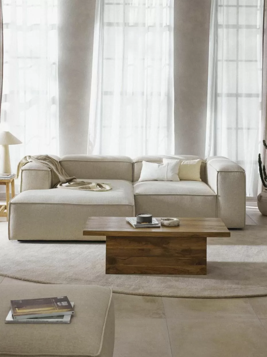 Sofaserien-Westwing Collection Modulares Ecksofa Lennon aus Leinen-Mix Leinen-Mix Beige