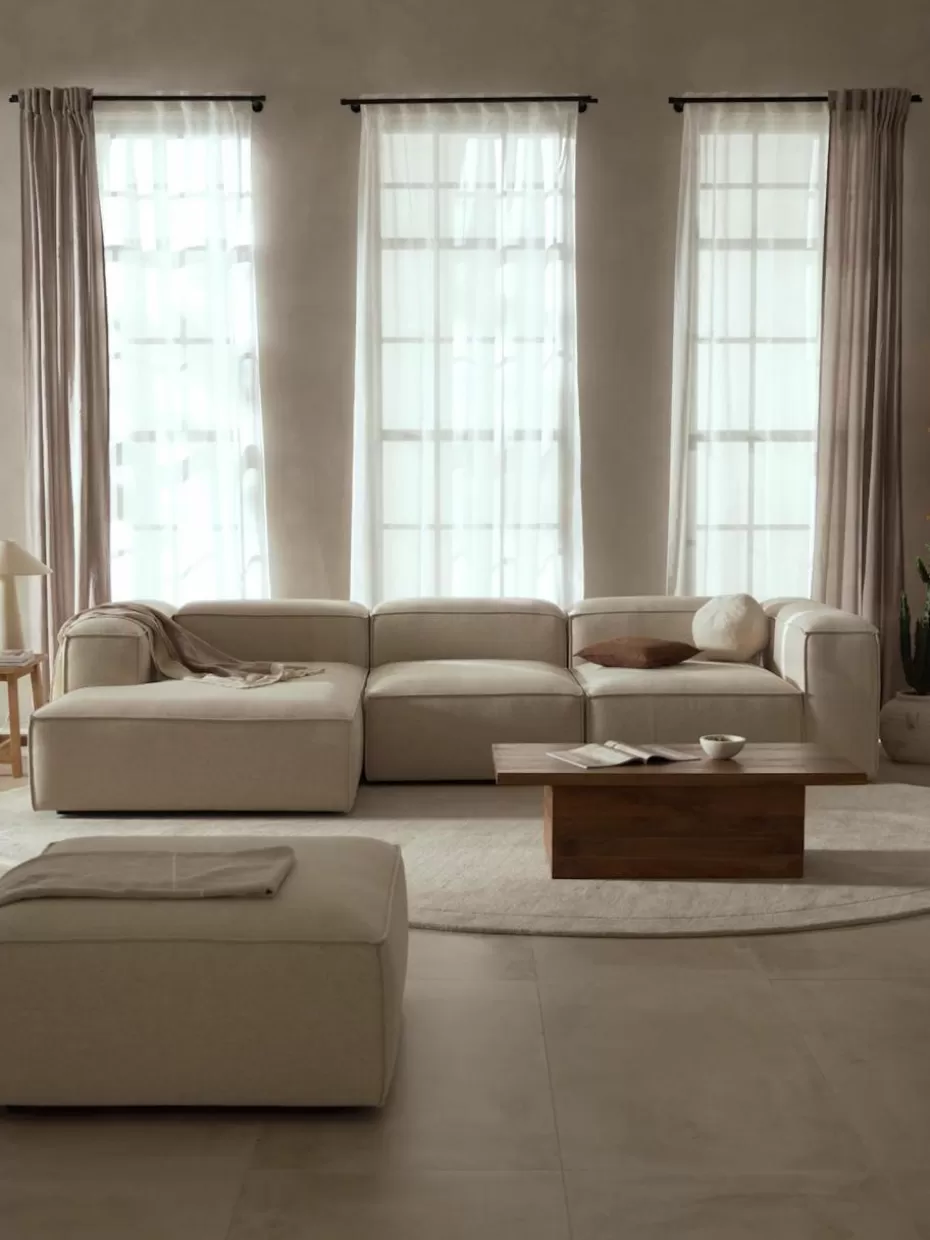Sofaserien-Westwing Collection Modulares Ecksofa Lennon aus Leinen-Mix Leinen-Mix Beige