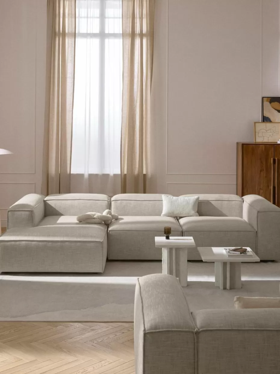 Sofaserien-Westwing Collection Modulares Ecksofa Lennon aus Leinen-Mix Leinen-Mix Grau