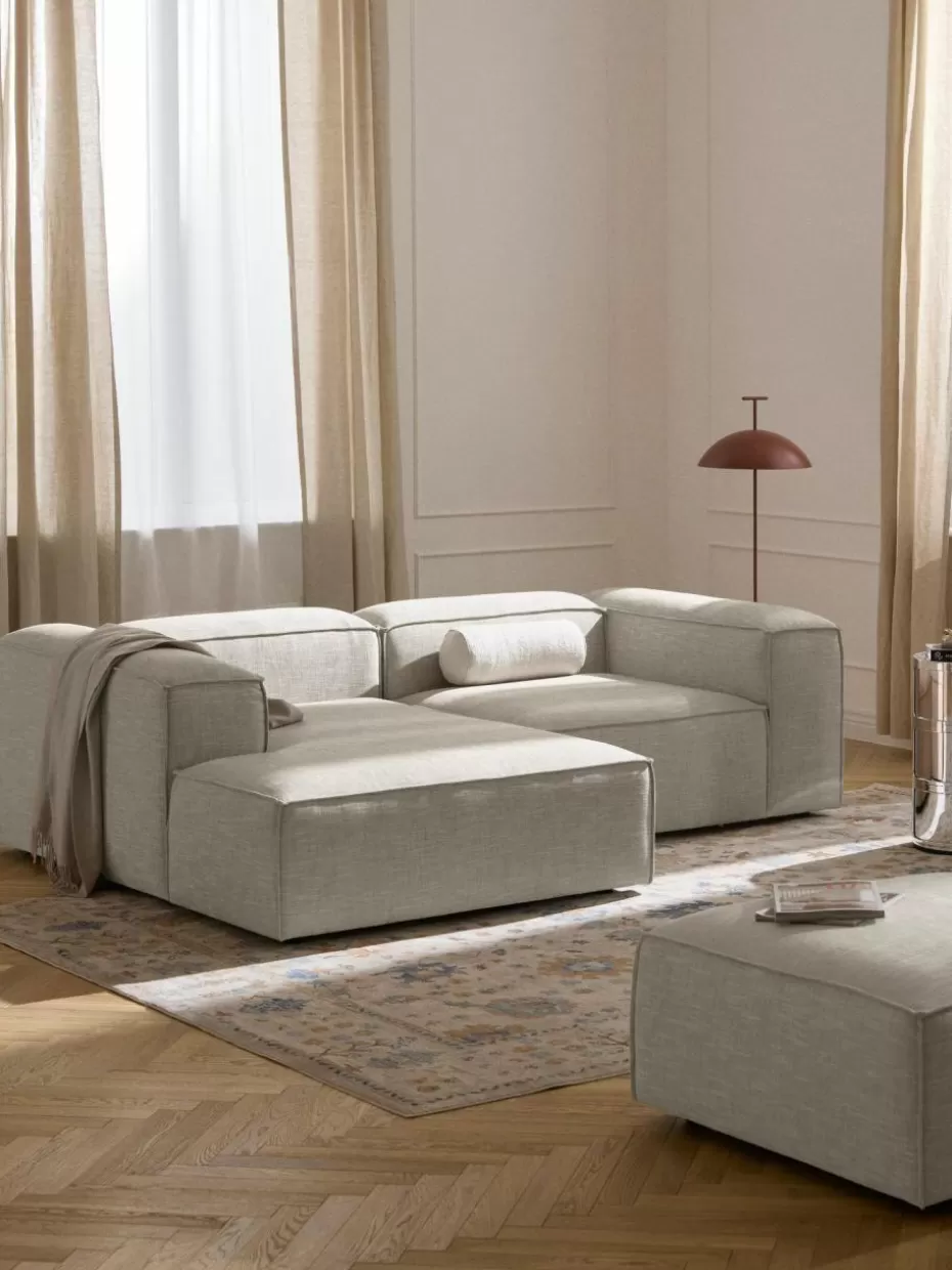 Sofaserien-Westwing Collection Modulares Ecksofa Lennon aus Leinen-Mix Leinen-Mix Grau