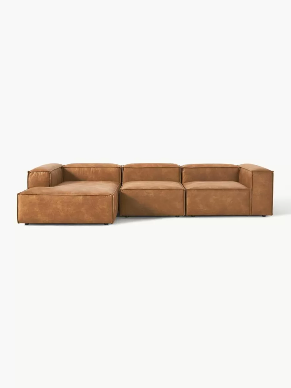 Sofas | Sofaserien-Westwing Collection Modulares Ecksofa Lennon aus recyceltem Leder Leder Braun
