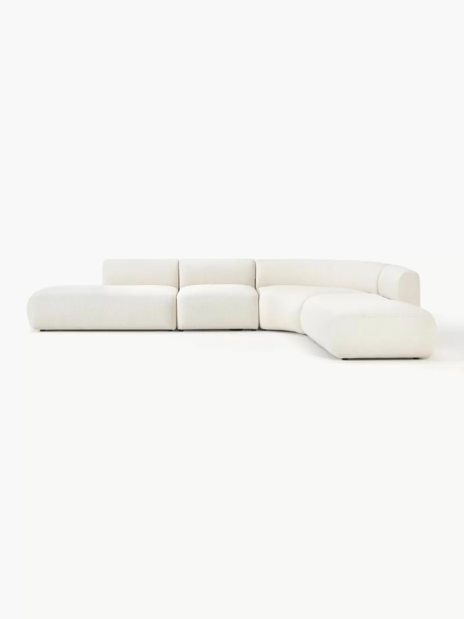 Sofas | Sofaserien-Westwing Collection Modulares Ecksofa Sofia (4-Sitzer) Webstoff Cremeweiß