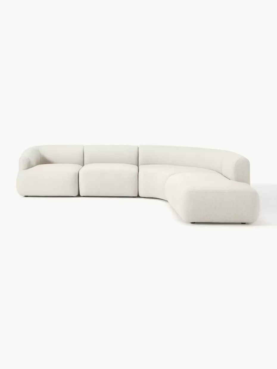 Sofas | Sofaserien-Westwing Collection Modulares Ecksofa Sofia (4-Sitzer) Webstoff Cremeweiß