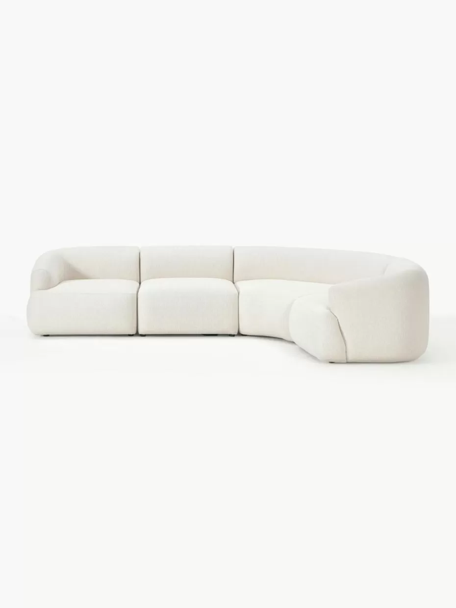 Sofas | Sofaserien-Westwing Collection Modulares Ecksofa Sofia (4-Sitzer) Webstoff Cremeweiß