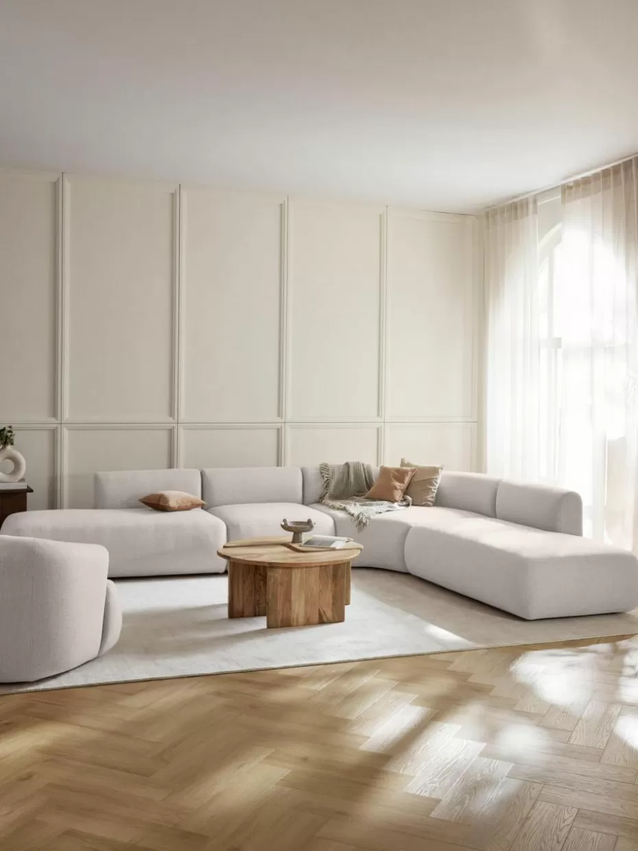 Sofas | Sofaserien-Westwing Collection Modulares Ecksofa Sofia (4-Sitzer) Webstoff Cremeweiß