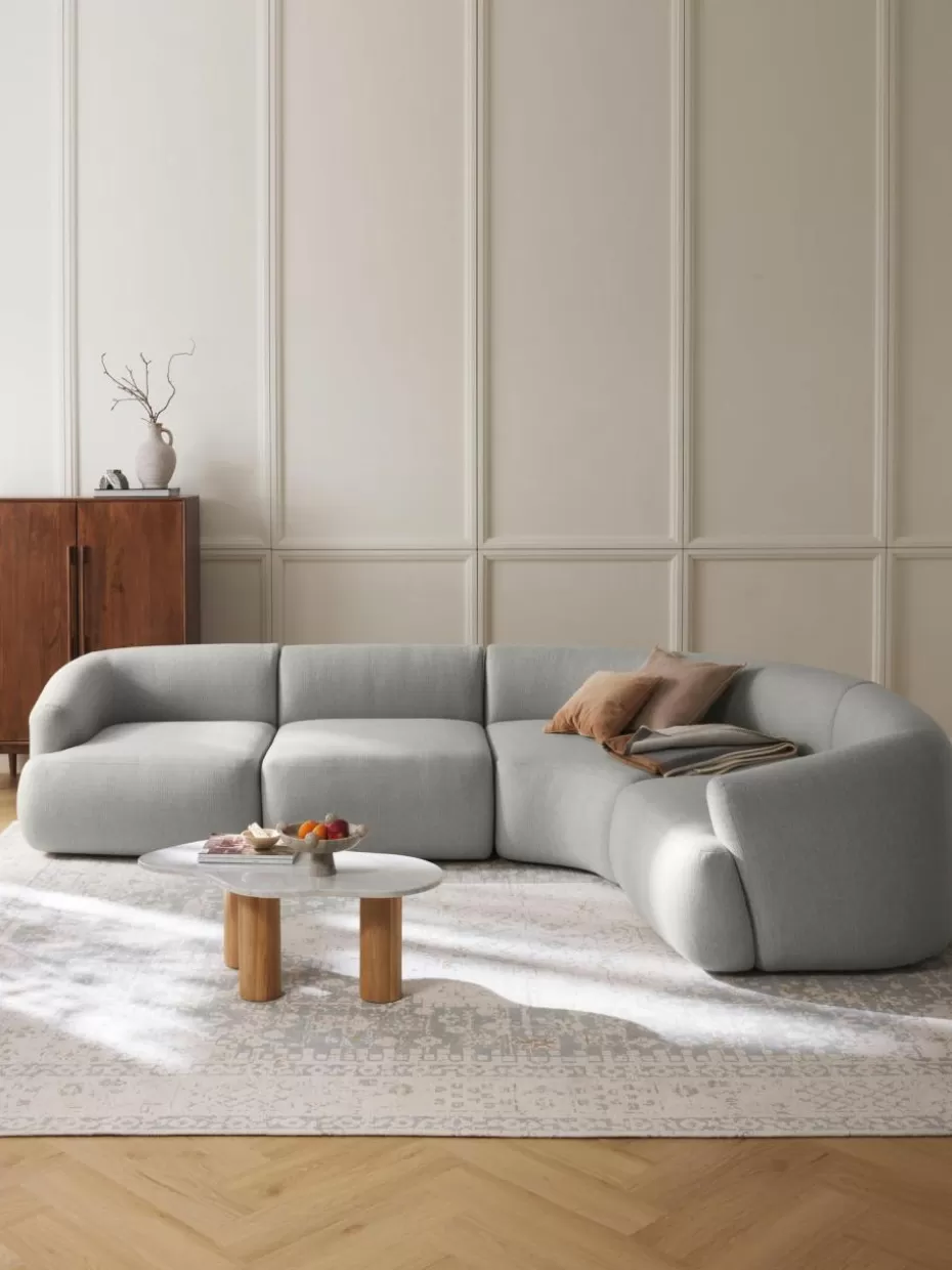 Sofas | Sofaserien-Westwing Collection Modulares Ecksofa Sofia (4-Sitzer) Webstoff Grau