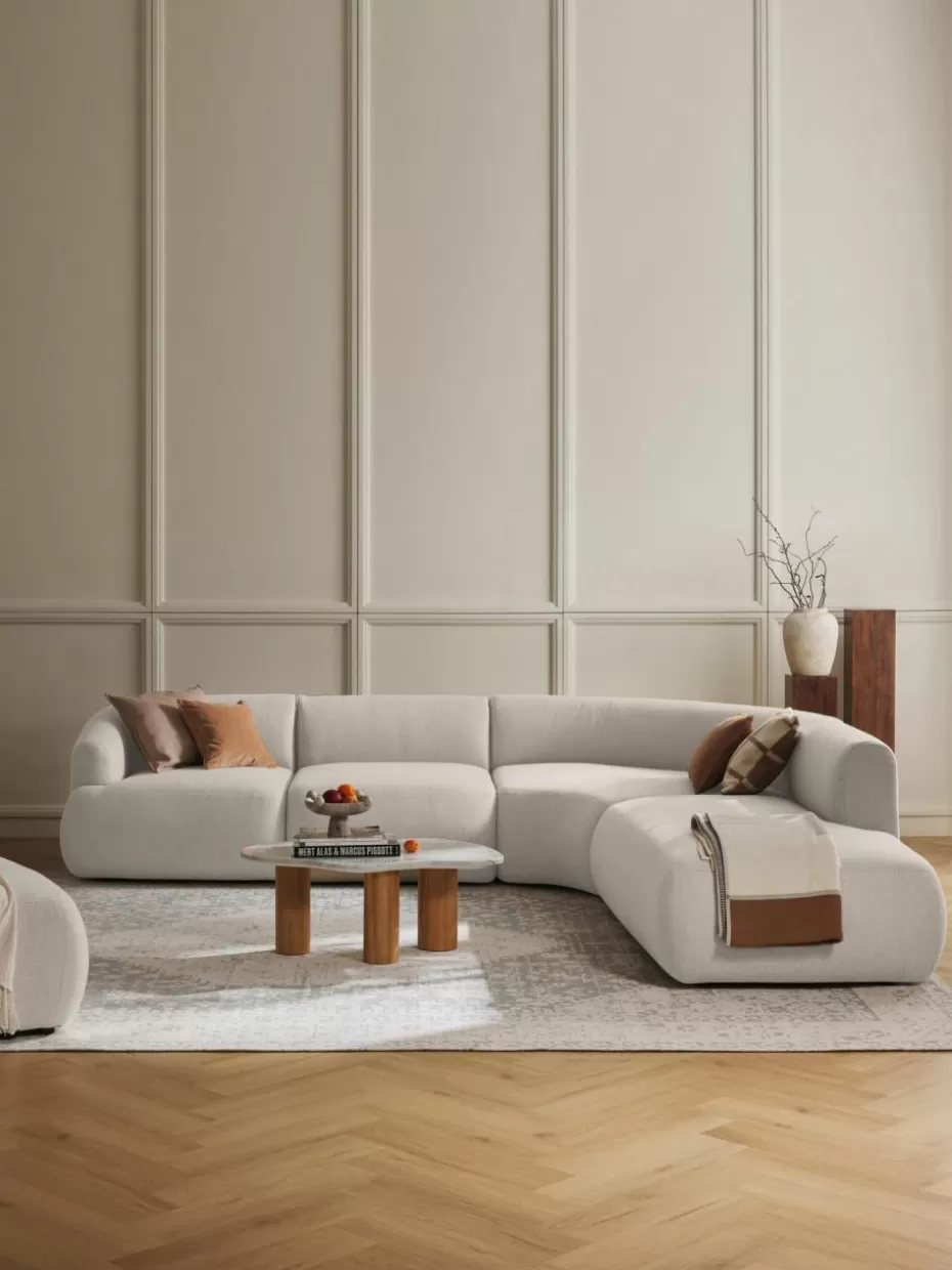 Sofas | Sofaserien-Westwing Collection Modulares Ecksofa Sofia (4-Sitzer) Webstoff Cremeweiß