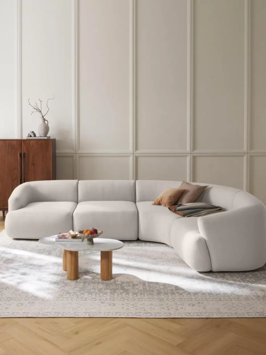 Sofas | Sofaserien-Westwing Collection Modulares Ecksofa Sofia (4-Sitzer) Webstoff Cremeweiß