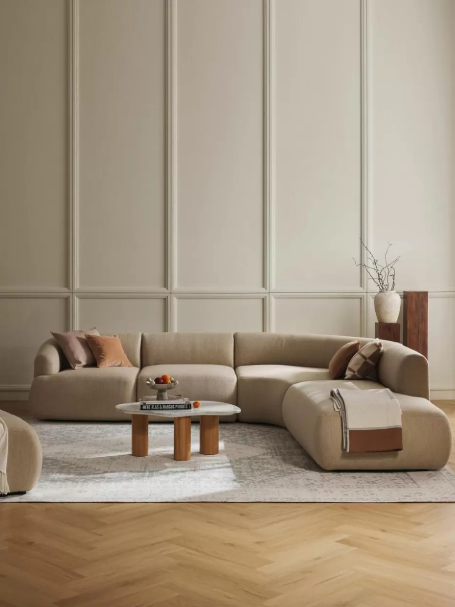 Sofas | Sofaserien-Westwing Collection Modulares Ecksofa Sofia (4-Sitzer) Webstoff Hellbeige
