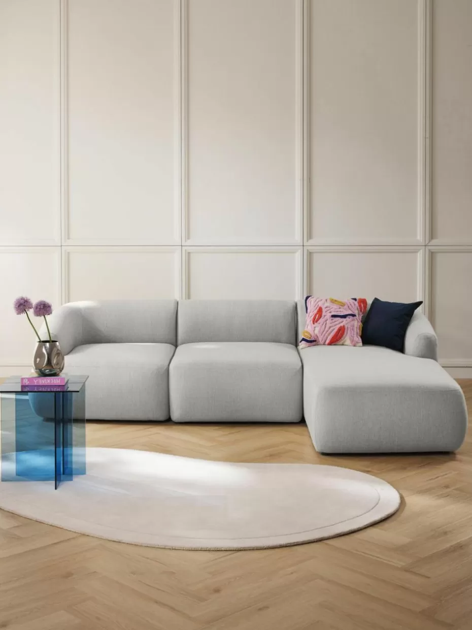 Sofas | Sofaserien-Westwing Collection Modulares Ecksofa Sofia (3-Sitzer) Webstoff Grau